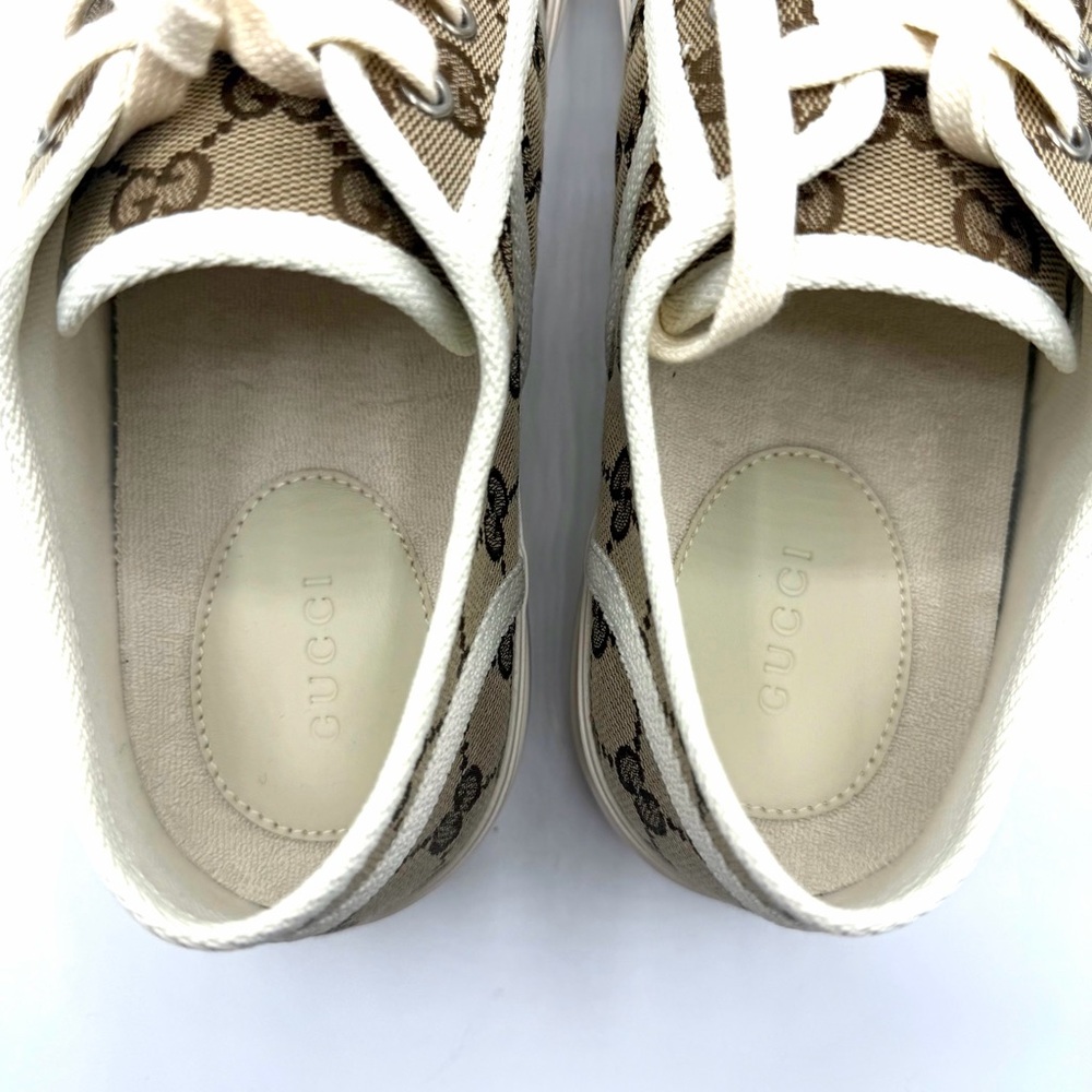 NIB Gucci GG Logo Julia Monogram Beige Canvas Platform Sneakers EU 40 - Picture 4 of 13